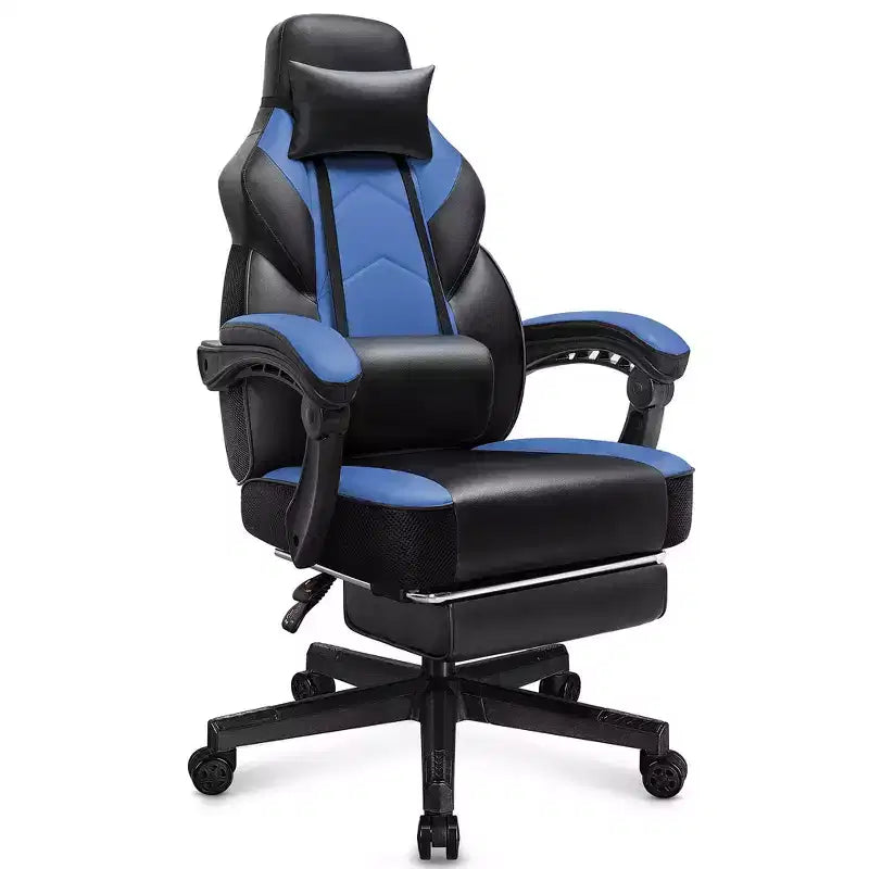 Sedie da gaming per adulti con poggiapiedi, schienale alto, con supporto lombare massaggiante, sedie da computer girevoli a 360° regolabili in altezza