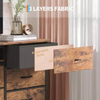 Comò nero da 70" con 13 cassetti in tessuto e luci a LED, cassettiera larga con struttura in metallo per camera da letto e soggiorno