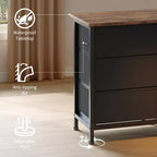 Comò nero da 70" con 13 cassetti in tessuto e luci a LED, cassettiera larga con struttura in metallo per camera da letto e soggiorno