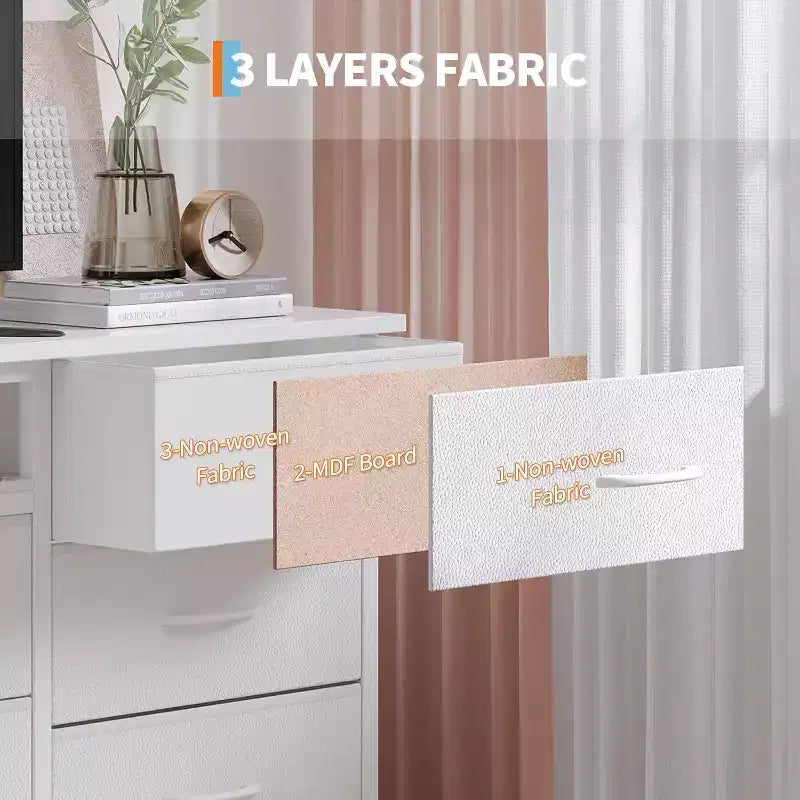 Comò nero da 70" con 13 cassetti in tessuto e luci a LED, cassettiera larga con struttura in metallo per camera da letto e soggiorno