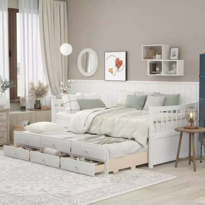 Divano letto singolo e matrimoniale con letto estraibile e cassetti contenitore