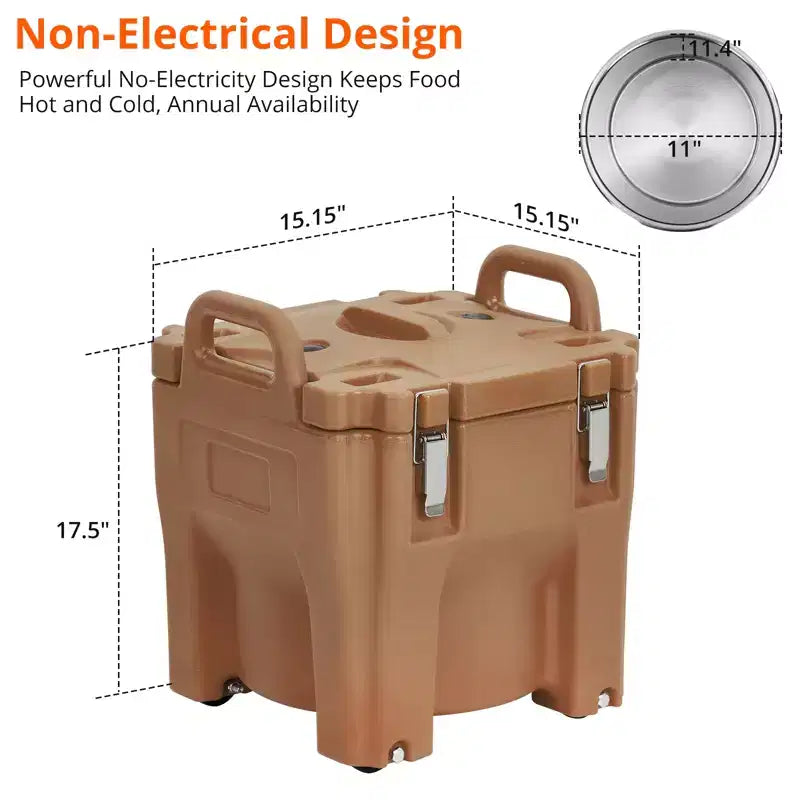 Contenitore Termico Porta Alimenti con Cucchiaio, Caricamento Superiore da 20 Litri con Ruote e Blocco Laterale in Acciaio Inox per Ristorazione