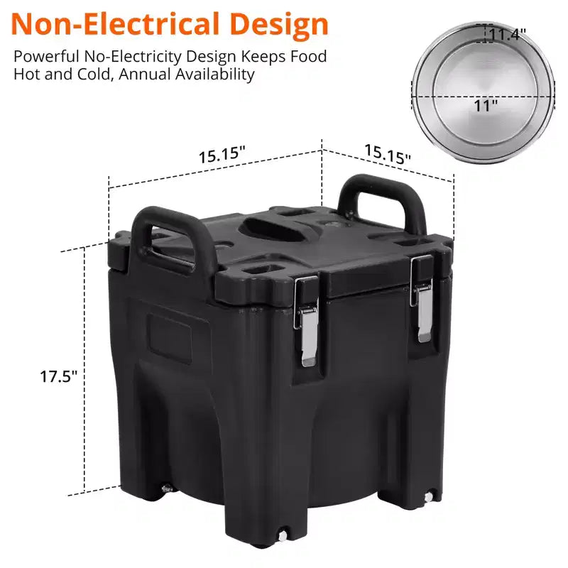 Contenitore Termico Porta Alimenti con Cucchiaio, Caricamento Superiore da 20 Litri con Ruote e Blocco Laterale in Acciaio Inox per Ristorazione