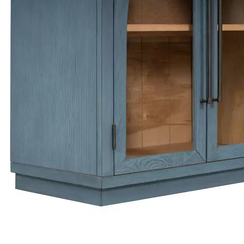 Credenza a 4 ante con ampio spazio di archiviazione e ante in vetro, mobile ad arco con ripiani regolabili per cucina, sala da pranzo e soggiorno