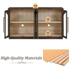 Credenza a 4 ante con ampio spazio di archiviazione e ante in vetro, mobile ad arco con ripiani regolabili per cucina, sala da pranzo e soggiorno