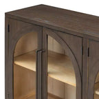 Credenza a 4 ante con ampio spazio di archiviazione e ante in vetro, mobile ad arco con ripiani regolabili per cucina, sala da pranzo e soggiorno