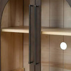 Credenza a 4 ante con ampio spazio di archiviazione e ante in vetro, mobile ad arco con ripiani regolabili per cucina, sala da pranzo e soggiorno