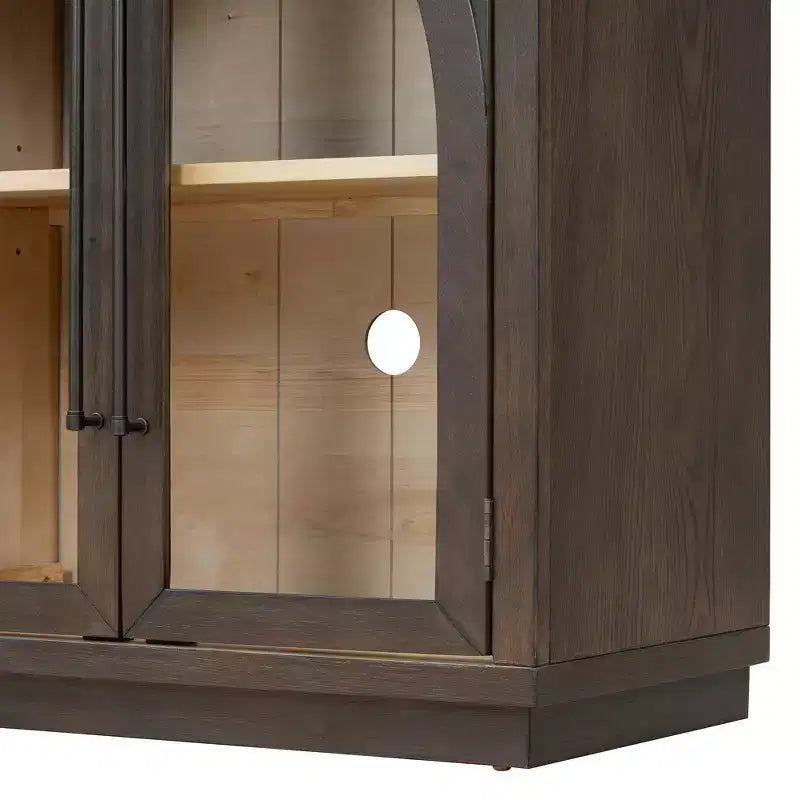 Credenza a 4 ante con ampio spazio di archiviazione e ante in vetro, mobile ad arco con ripiani regolabili per cucina, sala da pranzo e soggiorno