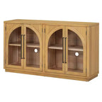 Credenza a 4 ante con ampio spazio di archiviazione e ante in vetro, mobile ad arco con ripiani regolabili per cucina, sala da pranzo e soggiorno