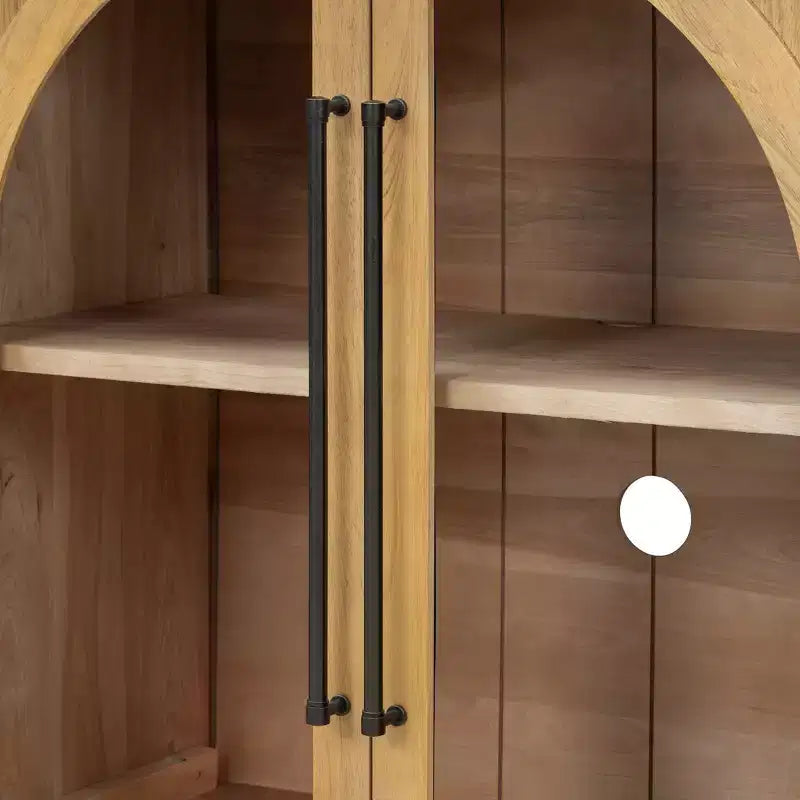 Credenza a 4 ante con ampio spazio di archiviazione e ante in vetro, mobile ad arco con ripiani regolabili per cucina, sala da pranzo e soggiorno