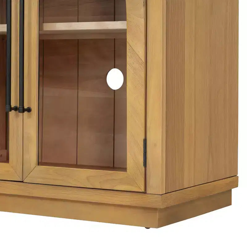 Credenza a 4 ante con ampio spazio di archiviazione e ante in vetro, mobile ad arco con ripiani regolabili per cucina, sala da pranzo e soggiorno