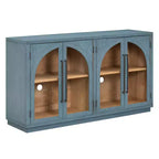 Credenza a 4 ante con ampio spazio di archiviazione e ante in vetro, mobile ad arco con ripiani regolabili per cucina, sala da pranzo e soggiorno