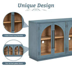 Credenza a 4 ante con ampio spazio di archiviazione e ante in vetro, mobile ad arco con ripiani regolabili per cucina, sala da pranzo e soggiorno