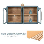 Credenza a 4 ante con ampio spazio di archiviazione e ante in vetro, mobile ad arco con ripiani regolabili per cucina, sala da pranzo e soggiorno