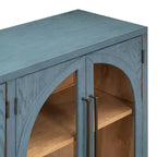 Credenza a 4 ante con ampio spazio di archiviazione e ante in vetro, mobile ad arco con ripiani regolabili per cucina, sala da pranzo e soggiorno