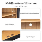 Credenza a 4 ante con ampio spazio di archiviazione e ante in vetro, mobile ad arco con ripiani regolabili per cucina, sala da pranzo e soggiorno