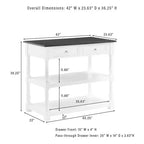 Caitlyn Isola Cucina Piano in Legno Bianco/Marrone Scuro - Contenitore, Gambe Tornite, Ripiani Fissi