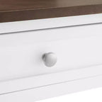 Caitlyn Isola Cucina Piano in Legno Bianco/Marrone Scuro - Contenitore, Gambe Tornite, Ripiani Fissi