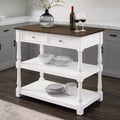 Caitlyn Isola Cucina Piano in Legno Bianco/Marrone Scuro - Contenitore, Gambe Tornite, Ripiani Fissi