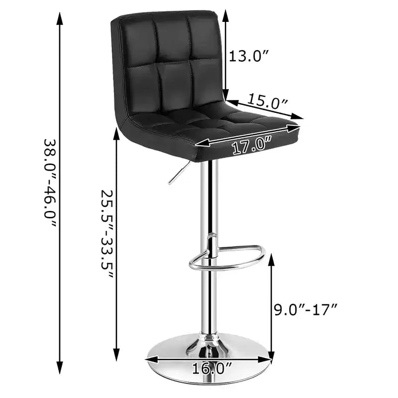 Sgabello da bar girevole regolabile altezza bancone sedia da bar in pelle PU con schienale nero