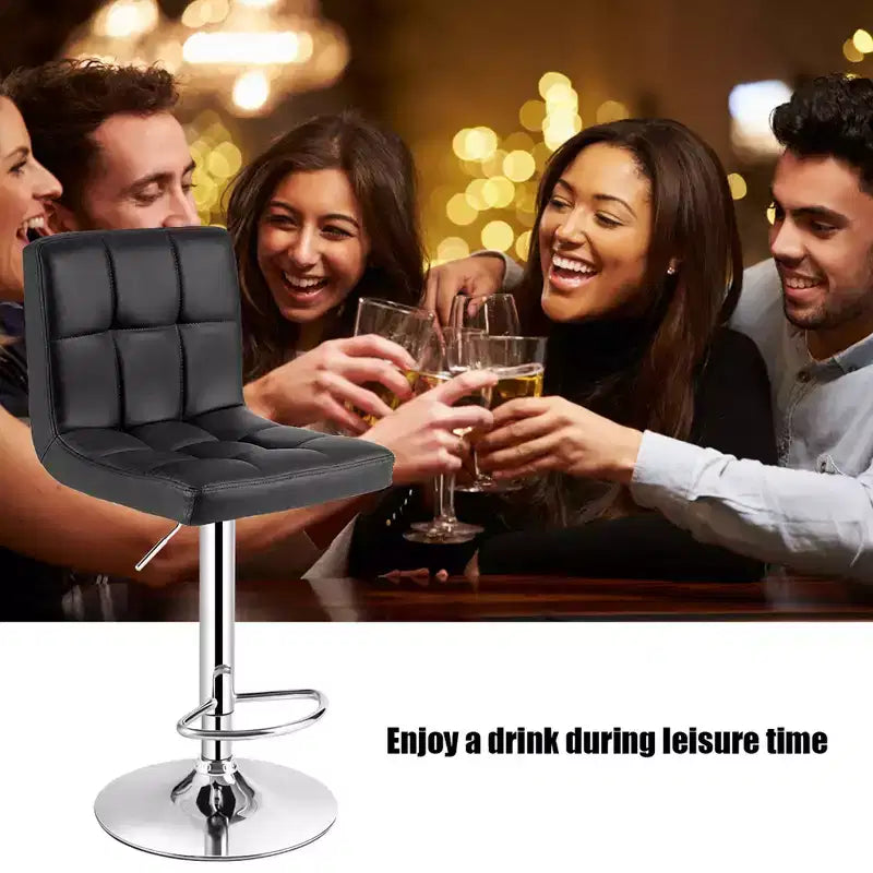 Sgabello da bar girevole regolabile altezza bancone sedia da bar in pelle PU con schienale nero