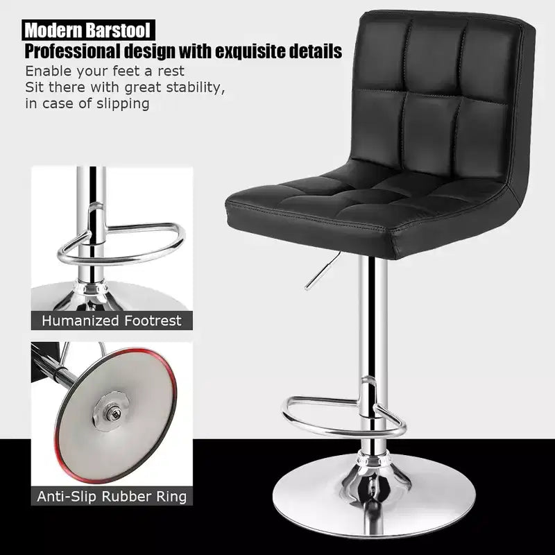 Sgabello da bar girevole regolabile altezza bancone sedia da bar in pelle PU con schienale nero