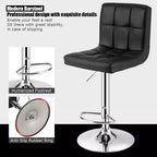 Sgabello da bar girevole regolabile altezza bancone sedia da bar in pelle PU con schienale nero