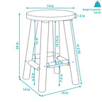 Sgabello alto da bancone con piano rotondo in legno non rifinito - Legno di abete - 24"