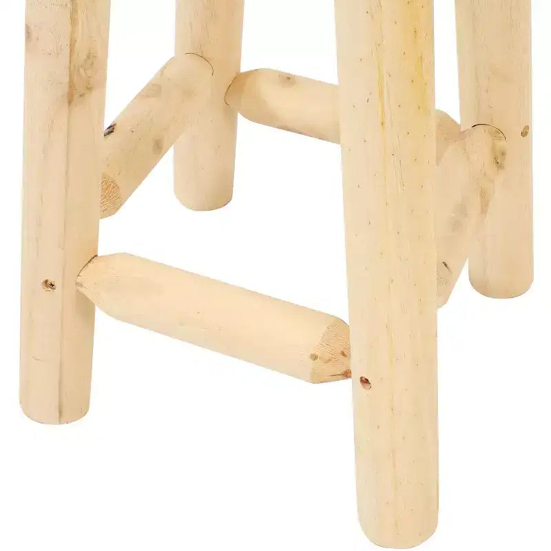 Sgabello alto da bancone con piano rotondo in legno non rifinito - Legno di abete - 24"