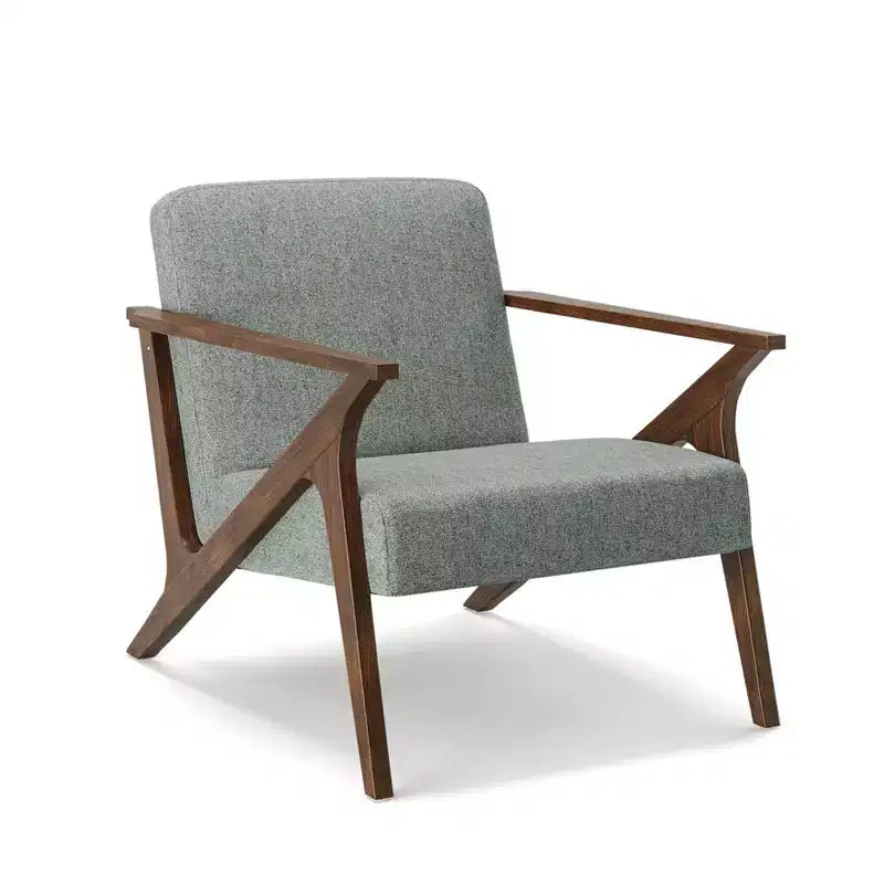 Poltrona decorativa imbottita con struttura in legno MCM Wide Grove da 30