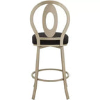 Sgabello da bar girevole in metallo color oro champagne alto 73,6 cm, moderno di metà secolo con cuscino nero, schienale e poggiapiedi per bancone o isola della cucina