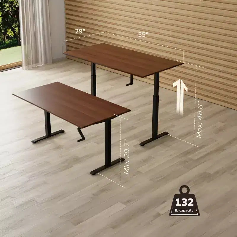 Telaio per scrivania regolabile in altezza con manovella e piano extra-largo