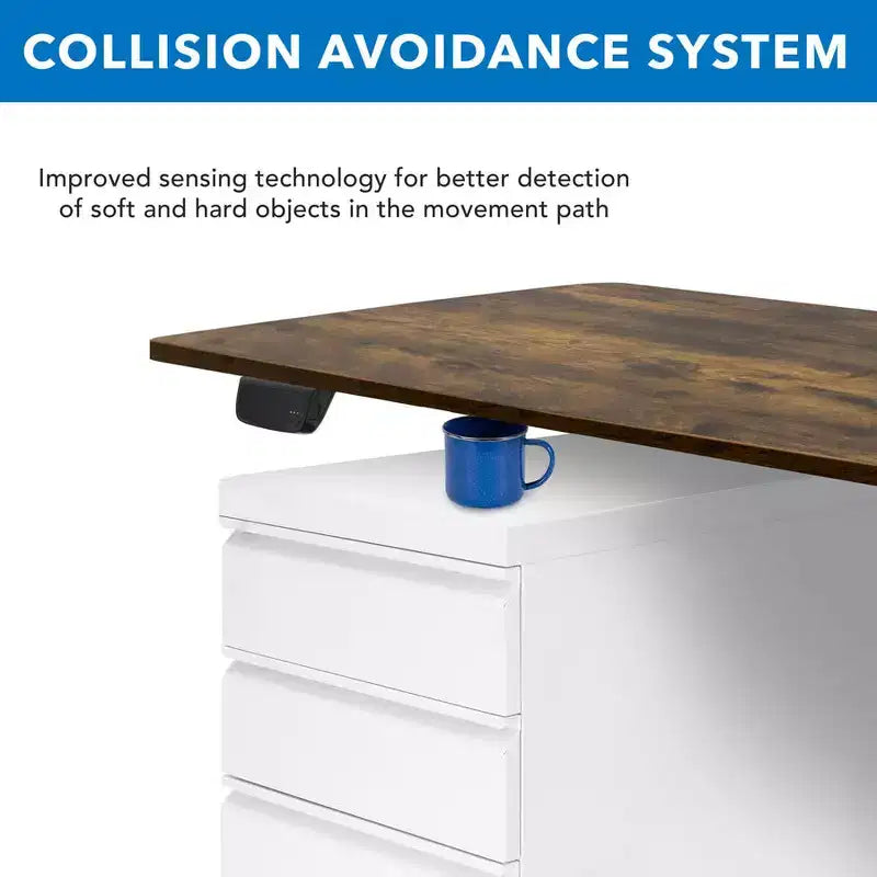 Scrivania elettrica sit-stand con doppio motore e piano d'appoggio - Nero / Rovere